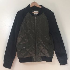 Moss Green and Black Bomber Jacket